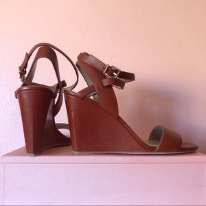 BCBG Max Azria Cinnamon Leather Wedge Sandals